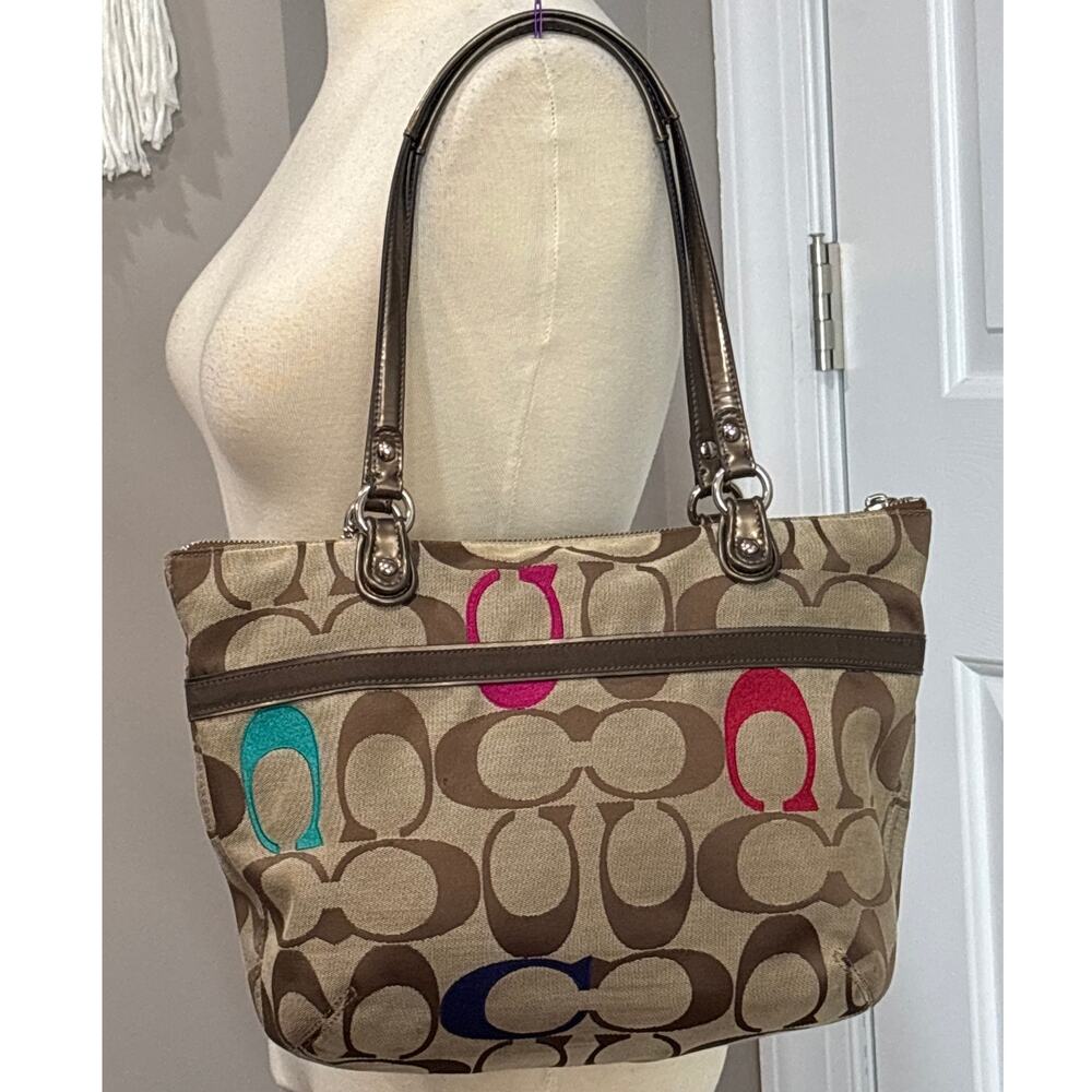 Coach Bag Poppy Embroidered Glam Tote Shoulder Purse H1282-21188 - Picture 4 of 16
